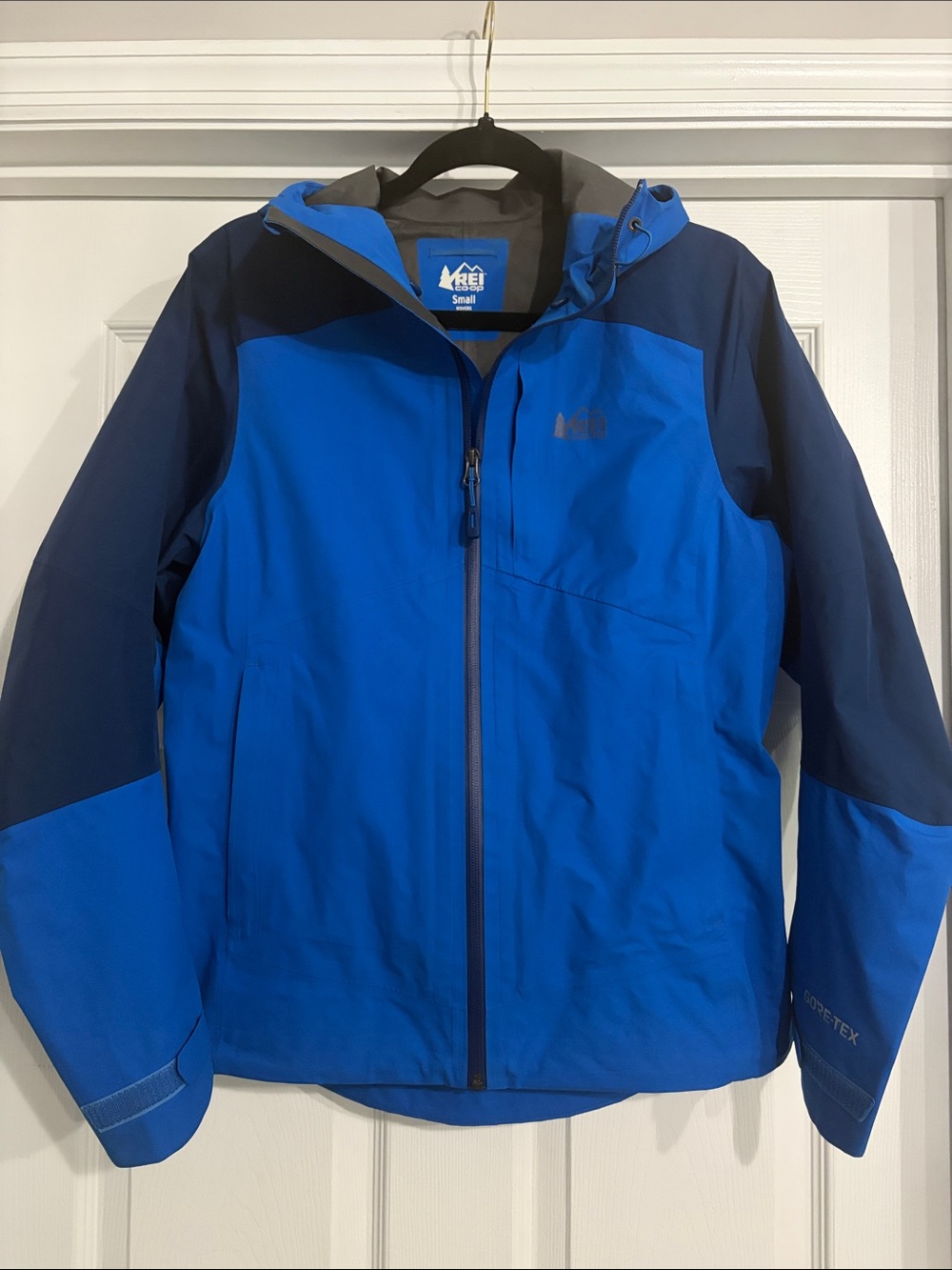 REI Co-op Jacket Women’s Sm Blue/Navy Xero Dry GTX Hooded Waterproof Gore Tex